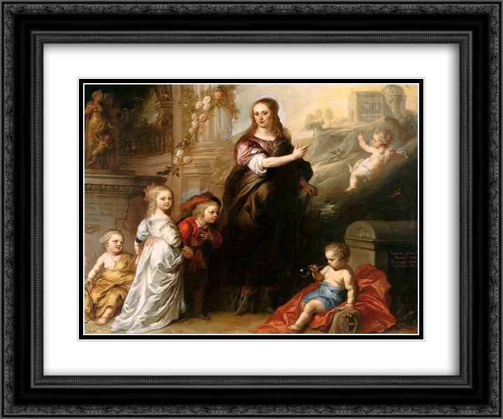Josina Copes van Westrum and Her Children 24x20 Black Ornate Wood Framed Art Print Poster with Double Matting by Thulden, Theodoor van