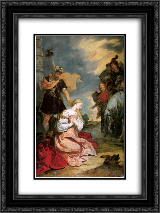 Marthyrship of the Holy Barbara 18x24 Black Ornate Wood Framed Art Print Poster with Double Matting by Thulden, Theodoor van