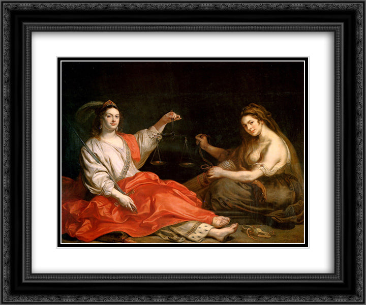 The Unity and Justice 24x20 Black Ornate Wood Framed Art Print Poster with Double Matting by Thulden, Theodoor van