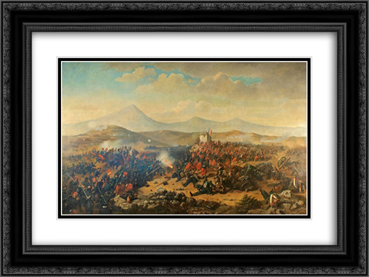 Battle of Alma 24x18 Black Ornate Wood Framed Art Print Poster with Double Matting by Aman, Theodor