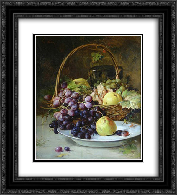 Fruit Basket 20x22 Black Ornate Wood Framed Art Print Poster with Double Matting by Aman, Theodor