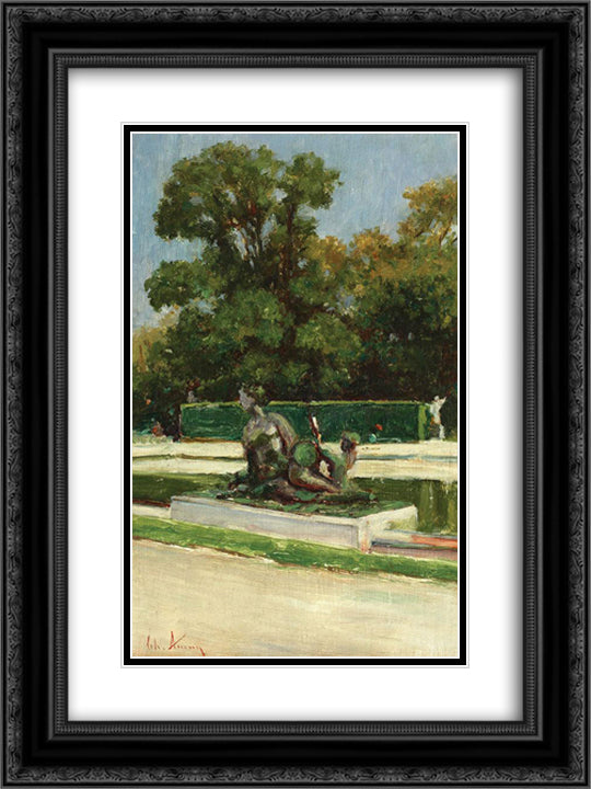 Jardin du Luxembourg 18x24 Black Ornate Wood Framed Art Print Poster with Double Matting by Aman, Theodor