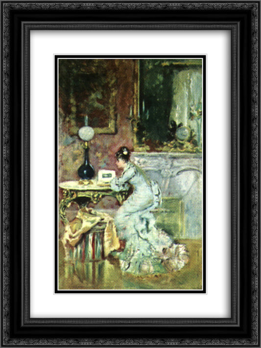 Looking in an Album 18x24 Black Ornate Wood Framed Art Print Poster with Double Matting by Aman, Theodor