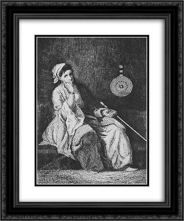 Odalisque 20x24 Black Ornate Wood Framed Art Print Poster with Double Matting by Aman, Theodor