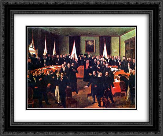 Proclaiming the Union 24x20 Black Ornate Wood Framed Art Print Poster with Double Matting by Aman, Theodor