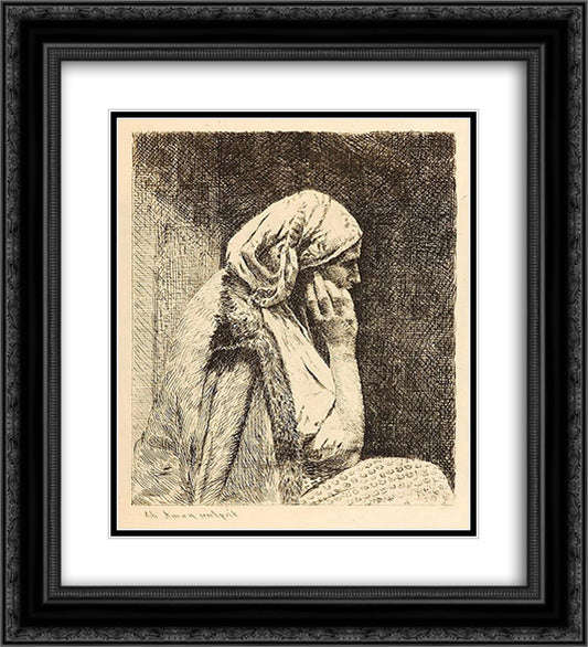 The Worry 20x22 Black Ornate Wood Framed Art Print Poster with Double Matting by Aman, Theodor