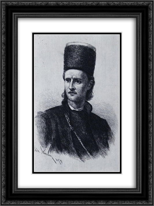 Tudor Vladimirescu 18x24 Black Ornate Wood Framed Art Print Poster with Double Matting by Aman, Theodor