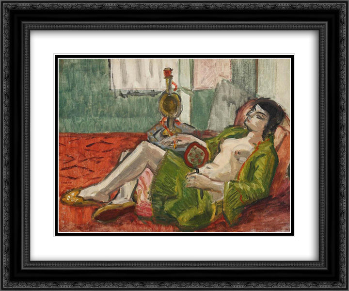 Opium Smoker 24x20 Black Ornate Wood Framed Art Print Poster with Double Matting by Pallady, Theodor