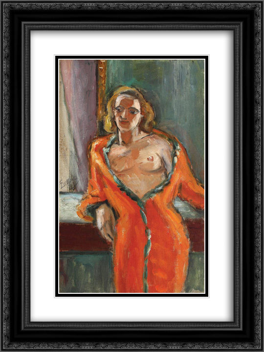 Orange Coat 18x24 Black Ornate Wood Framed Art Print Poster with Double Matting by Pallady, Theodor