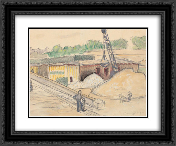 Pe cheiul Senei 24x20 Black Ornate Wood Framed Art Print Poster with Double Matting by Pallady, Theodor
