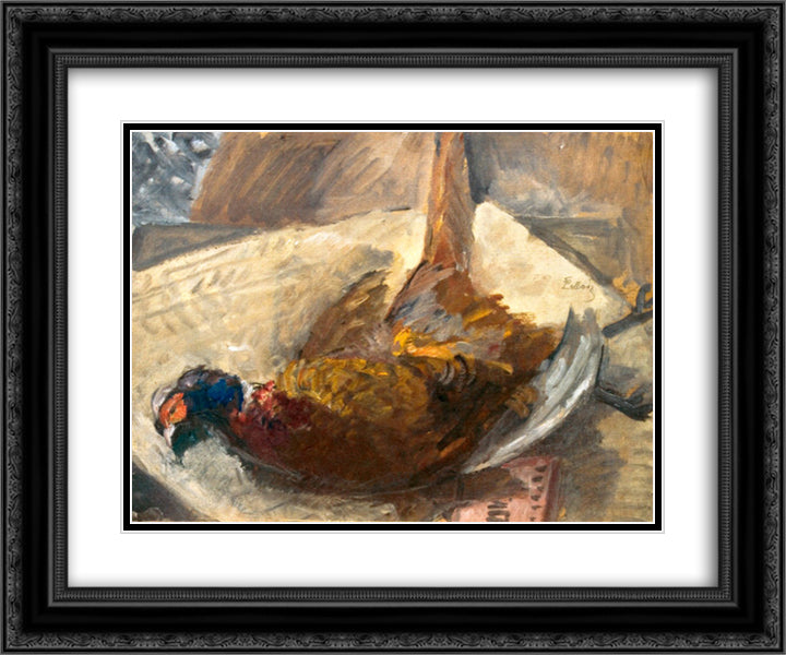Pheasant 24x20 Black Ornate Wood Framed Art Print Poster with Double Matting by Pallady, Theodor