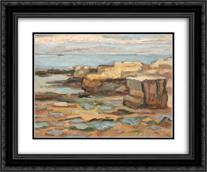 Pont du Diable (St. Palais sur Mer Cliffs) 24x20 Black Ornate Wood Framed Art Print Poster with Double Matting by Pallady, Theodor