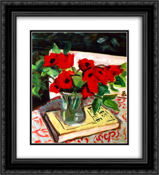 Red Flowers 20x22 Black Ornate Wood Framed Art Print Poster with Double Matting by Pallady, Theodor