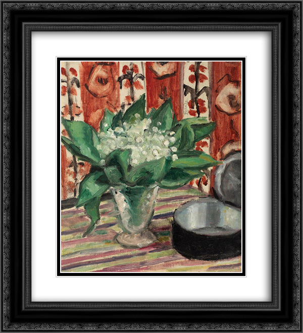 Still Life with May Lilies 20x22 Black Ornate Wood Framed Art Print Poster with Double Matting by Pallady, Theodor