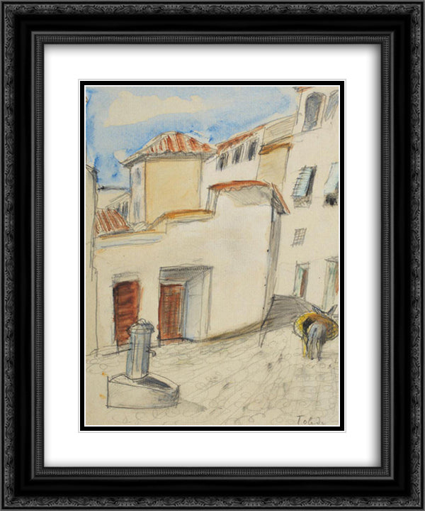 Toledo Street 20x24 Black Ornate Wood Framed Art Print Poster with Double Matting by Pallady, Theodor