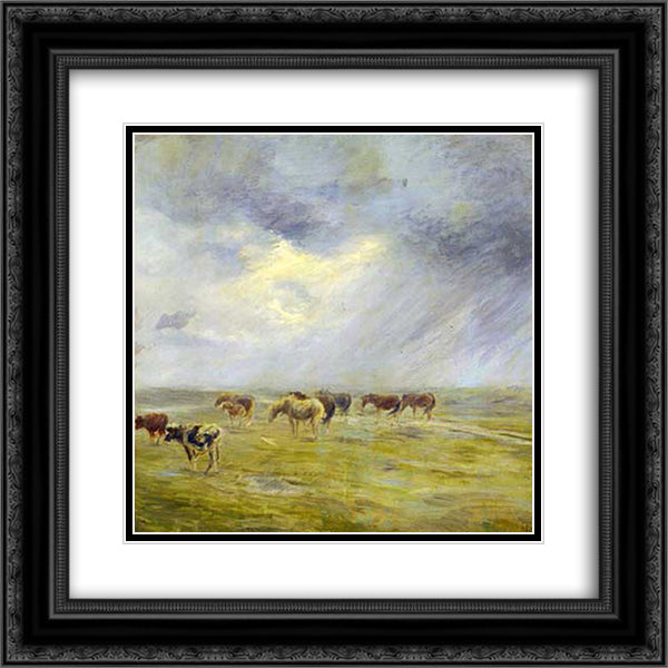 A Shower 20x20 Black Ornate Wood Framed Art Print Poster with Double Matting by Philipsen, Theodor