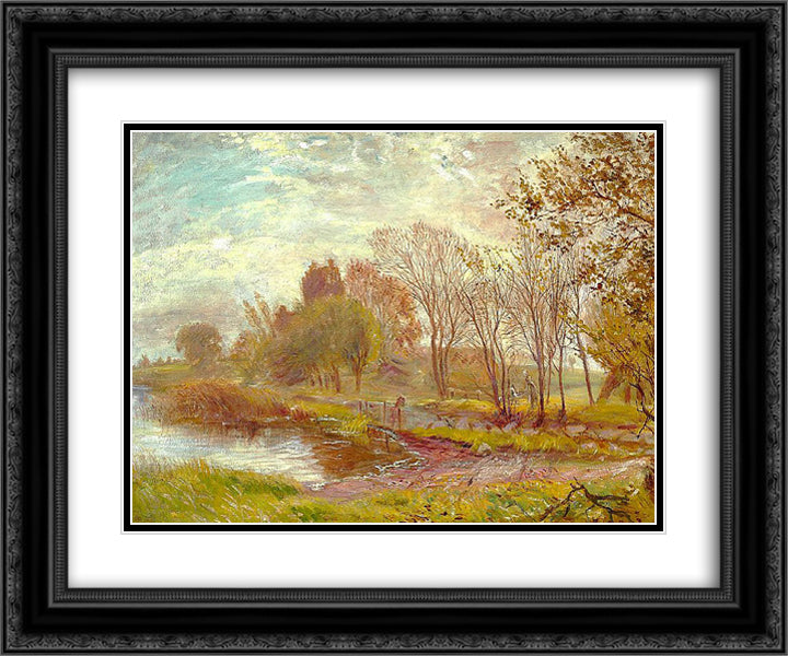 Autumn landscape 24x20 Black Ornate Wood Framed Art Print Poster with Double Matting by Philipsen, Theodor