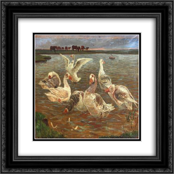 GÆ’s 20x20 Black Ornate Wood Framed Art Print Poster with Double Matting by Philipsen, Theodor