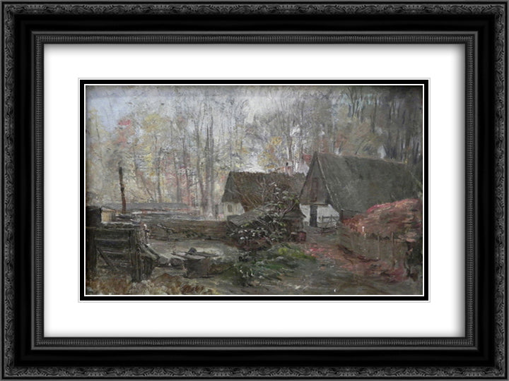 Gebaude im Tiergarten nordlich von Kopenhagen 24x18 Black Ornate Wood Framed Art Print Poster with Double Matting by Philipsen, Theodor
