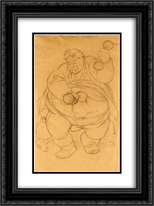 Amerikansk toennekjoett 18x24 Black Ornate Wood Framed Art Print Poster with Double Matting by Kittelsen, Theodor Severin