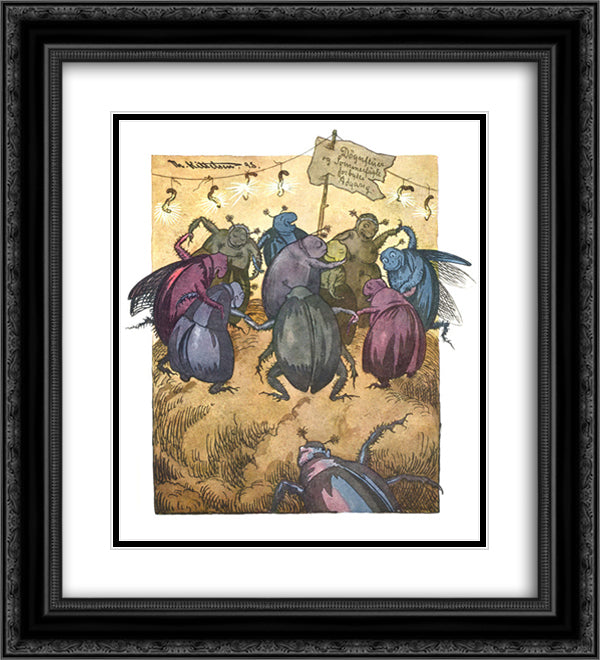 Billenes Sankthansfest 20x22 Black Ornate Wood Framed Art Print Poster with Double Matting by Kittelsen, Theodor Severin