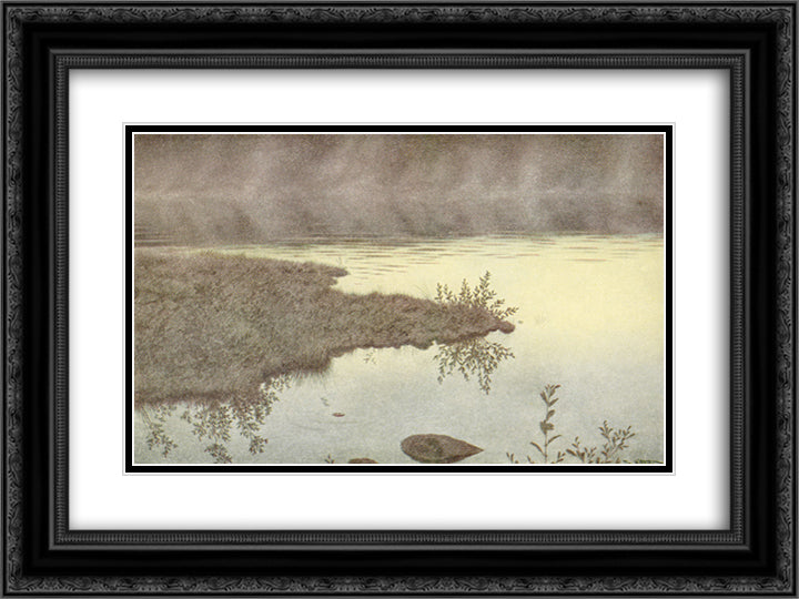 Blege Taager Vandret Over Vandet 24x18 Black Ornate Wood Framed Art Print Poster with Double Matting by Kittelsen, Theodor Severin