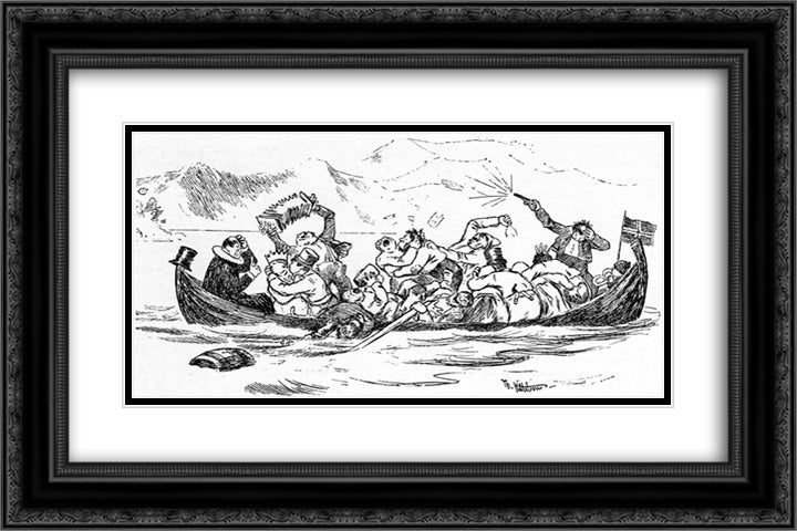 Brudeferden I Hardanger 24x16 Black Ornate Wood Framed Art Print Poster with Double Matting by Kittelsen, Theodor Severin