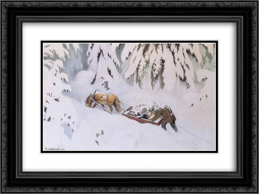 Christmas troll 24x18 Black Ornate Wood Framed Art Print Poster with Double Matting by Kittelsen, Theodor Severin