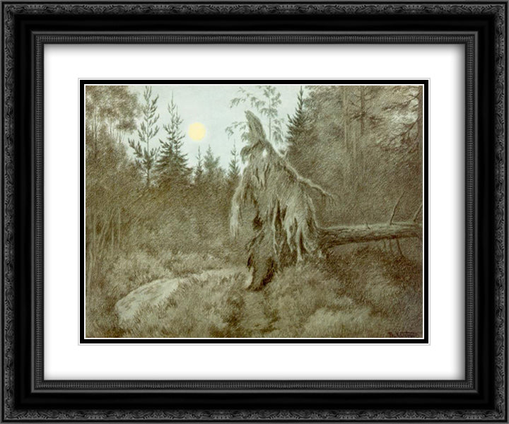 Creepy, Crawly, Rustling, Bustling 24x20 Black Ornate Wood Framed Art Print Poster with Double Matting by Kittelsen, Theodor Severin