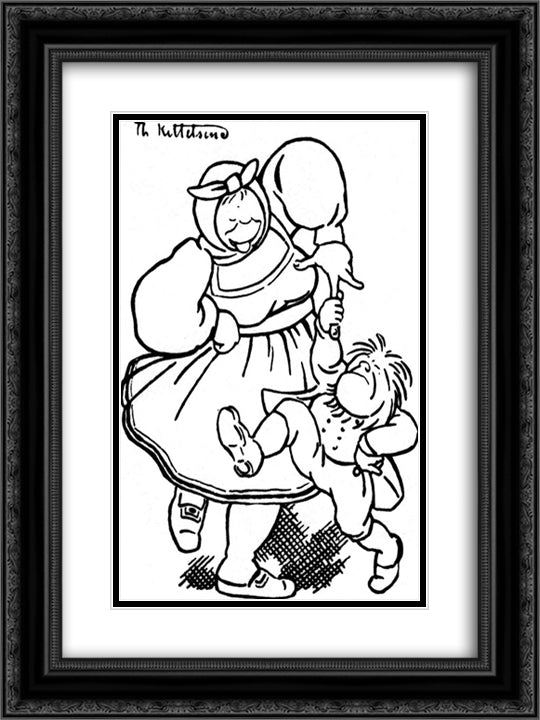 dancing troll 18x24 Black Ornate Wood Framed Art Print Poster with Double Matting by Kittelsen, Theodor Severin
