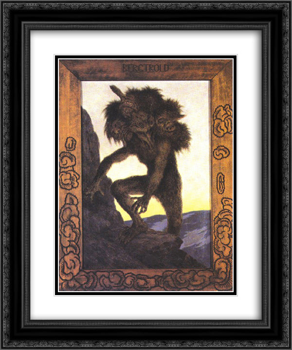 Det Doeende Bergtrollet 20x24 Black Ornate Wood Framed Art Print Poster with Double Matting by Kittelsen, Theodor Severin