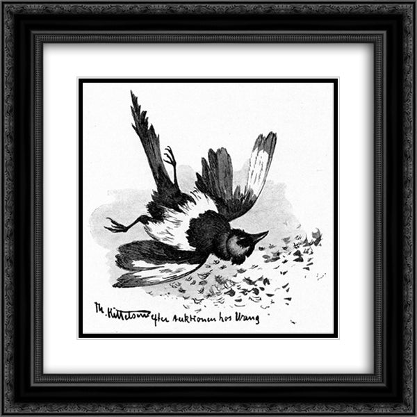 Doed Fugl 20x20 Black Ornate Wood Framed Art Print Poster with Double Matting by Kittelsen, Theodor Severin