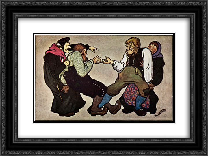 Dumme menn og troll til kjerringer 24x18 Black Ornate Wood Framed Art Print Poster with Double Matting by Kittelsen, Theodor Severin
