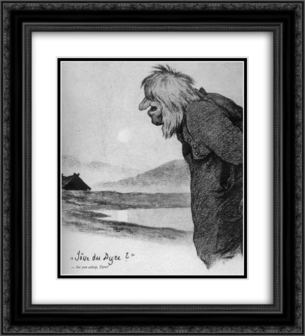 Dyre Vaa 20x22 Black Ornate Wood Framed Art Print Poster with Double Matting by Kittelsen, Theodor Severin