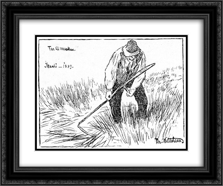 Far Til Marken 24x20 Black Ornate Wood Framed Art Print Poster with Double Matting by Kittelsen, Theodor Severin