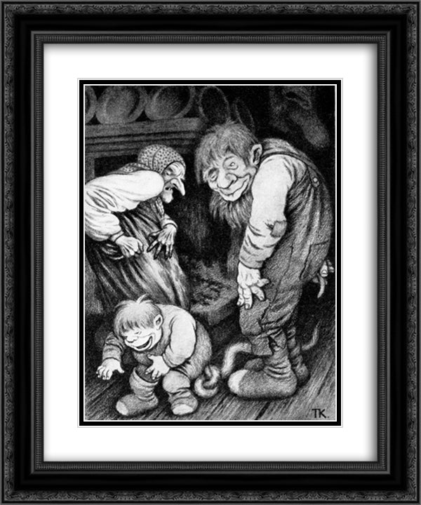 Foreldrestolthet 20x24 Black Ornate Wood Framed Art Print Poster with Double Matting by Kittelsen, Theodor Severin