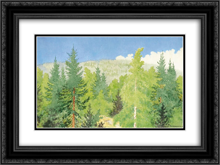 Forest - Skog 24x18 Black Ornate Wood Framed Art Print Poster with Double Matting by Kittelsen, Theodor Severin