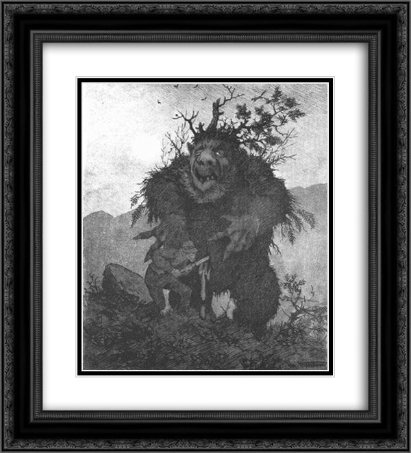 Forest Troll - Skogtrold 20x22 Black Ornate Wood Framed Art Print Poster with Double Matting by Kittelsen, Theodor Severin