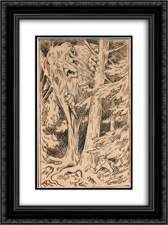 Forest Troll - Skogtroll 18x24 Black Ornate Wood Framed Art Print Poster with Double Matting by Kittelsen, Theodor Severin