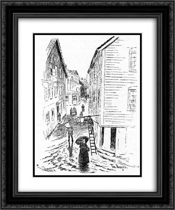 Fra Krageroe 20x24 Black Ornate Wood Framed Art Print Poster with Double Matting by Kittelsen, Theodor Severin