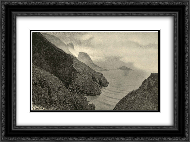 Fra Lofoten 24x18 Black Ornate Wood Framed Art Print Poster with Double Matting by Kittelsen, Theodor Severin