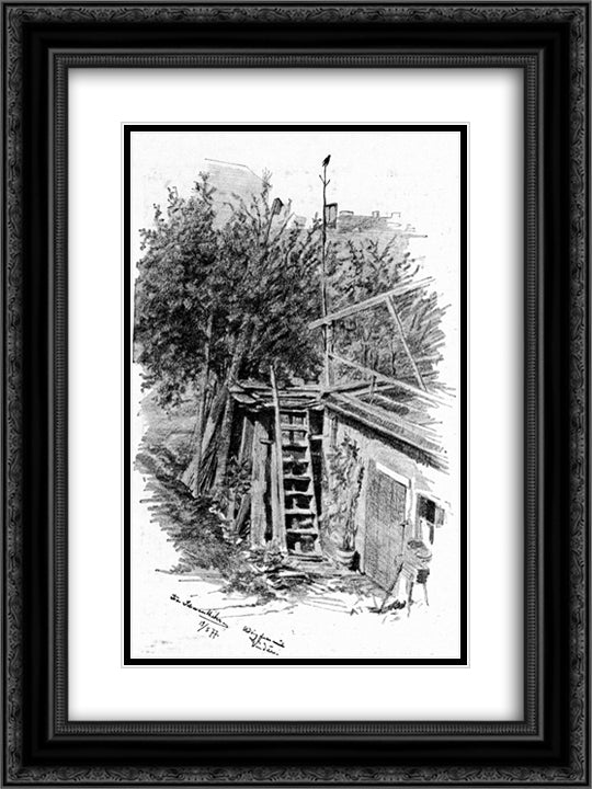 Fra Muenchen 18x24 Black Ornate Wood Framed Art Print Poster with Double Matting by Kittelsen, Theodor Severin