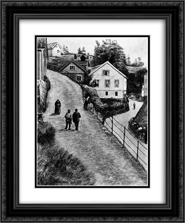 Gate I Krageroe 20x24 Black Ornate Wood Framed Art Print Poster with Double Matting by Kittelsen, Theodor Severin