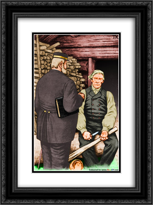 God Dag Mann 18x24 Black Ornate Wood Framed Art Print Poster with Double Matting by Kittelsen, Theodor Severin