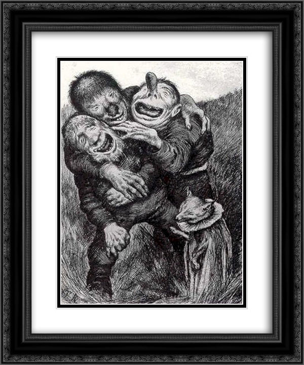 Gullegget 20x24 Black Ornate Wood Framed Art Print Poster with Double Matting by Kittelsen, Theodor Severin