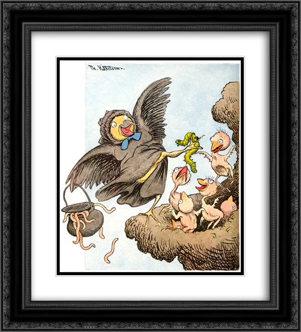 Her Er Levemaate Unger 20x22 Black Ornate Wood Framed Art Print Poster with Double Matting by Kittelsen, Theodor Severin