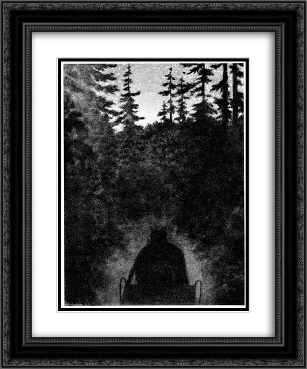 Hjemover 20x24 Black Ornate Wood Framed Art Print Poster with Double Matting by Kittelsen, Theodor Severin