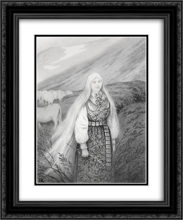 Hulder 20x24 Black Ornate Wood Framed Art Print Poster with Double Matting by Kittelsen, Theodor Severin