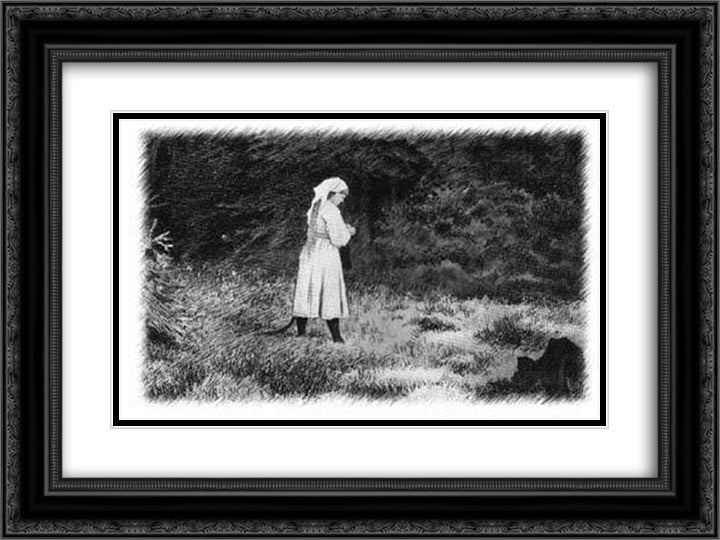 Huldra 24x18 Black Ornate Wood Framed Art Print Poster with Double Matting by Kittelsen, Theodor Severin
