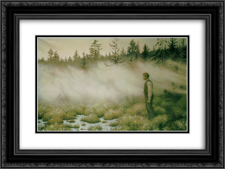 Huldra Forsvant Da 24x18 Black Ornate Wood Framed Art Print Poster with Double Matting by Kittelsen, Theodor Severin